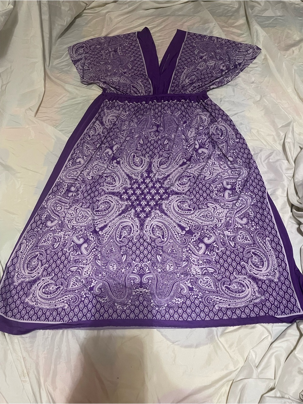 Just Love Lavender Paisley V-Neck Maxi Dress